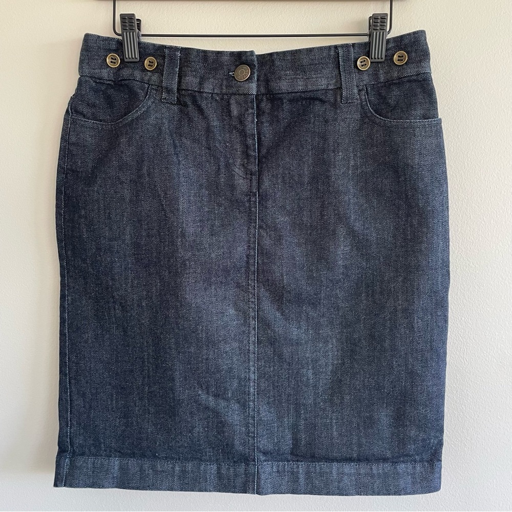 J Crew Denim Pencil Skirt Size 6 Dark Blue Preppy Academia Casual